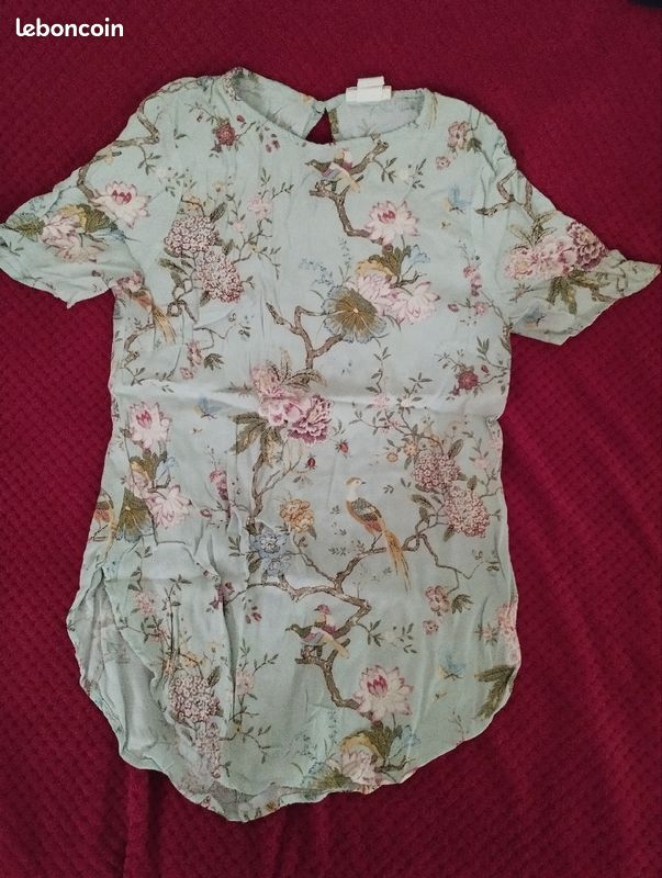 Chemise fleurs oiseaux (image 1)