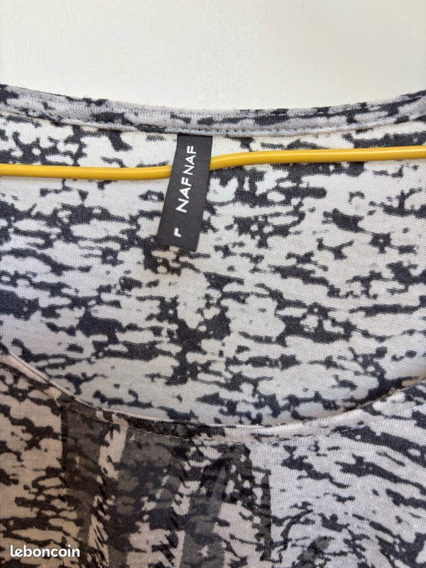 T-shirt fluide imprimé noir et blanc NAF NAF – Taille L (image 3)