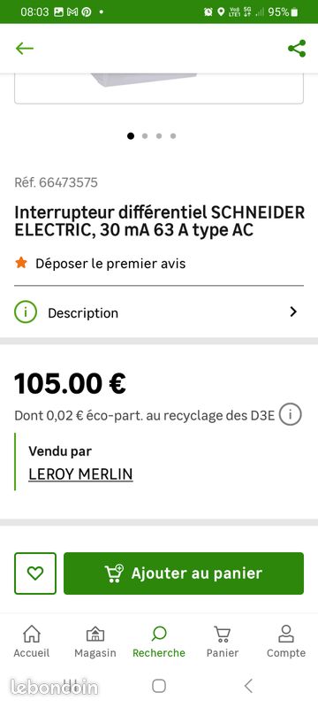 Interrupteur différentiel SCHNEIDER ELECTRIC, 30 mA 63 A type AC (image 1)