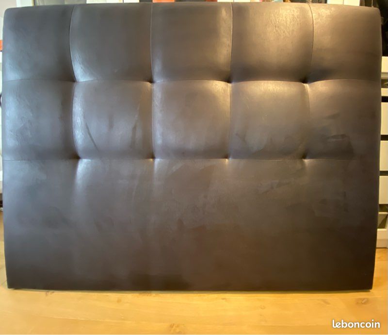 Tête de lit (lit 160) capitonnée tissu velours/daim gris anthracite (image 2)