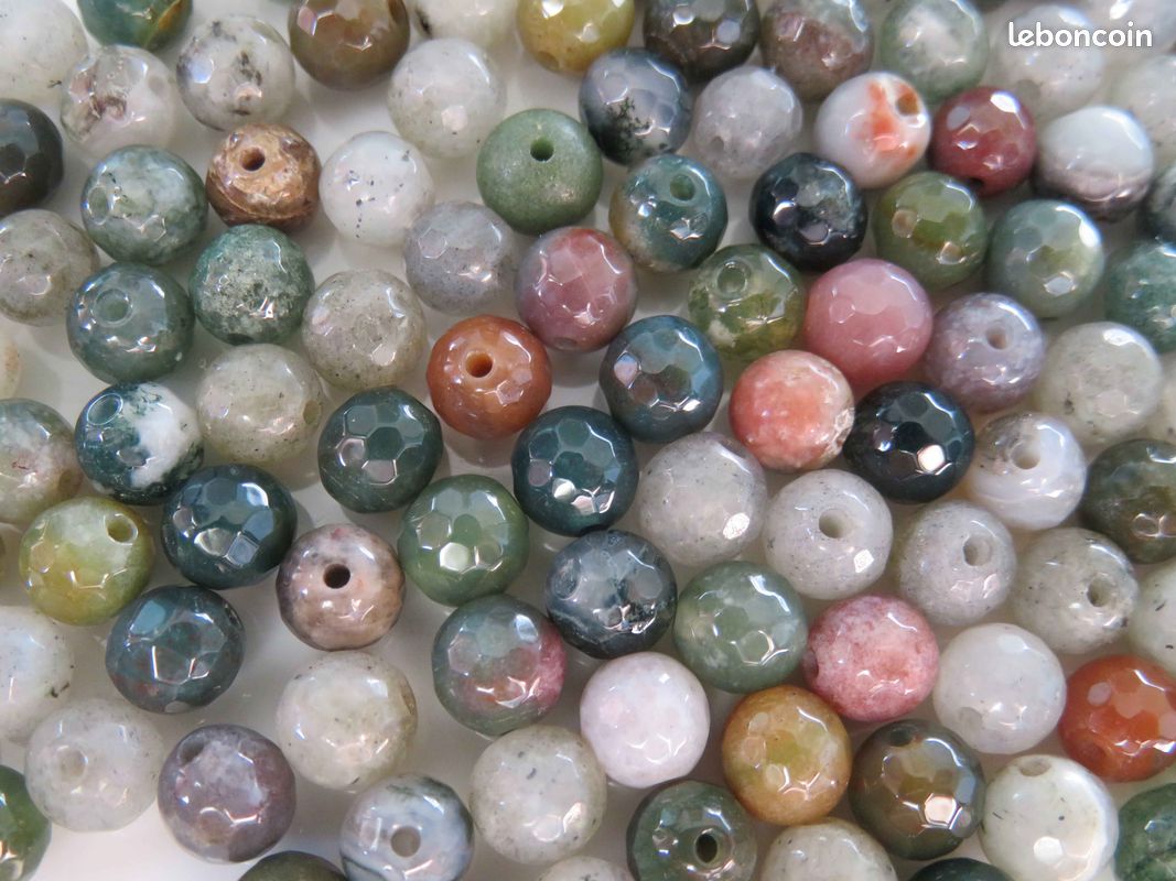 Lot de perles facettées en pierres naturelles Agate indienne 6 mm (image 2)