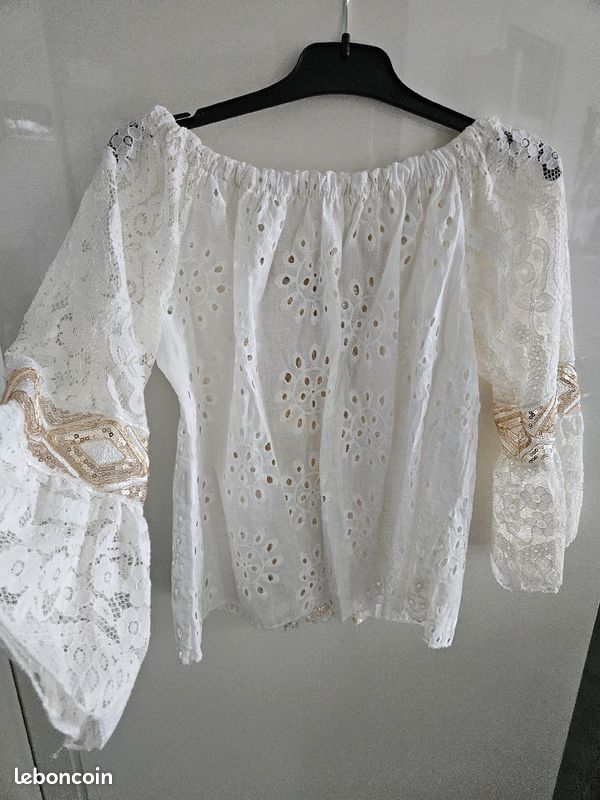 Haut fille dentelle et broderies or, 10 ans (image 6)