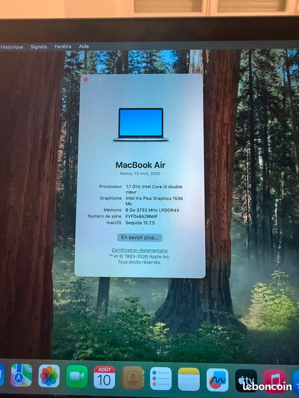 Macbook Air 13" (2020) 256GB BON ETAT (image 2)
