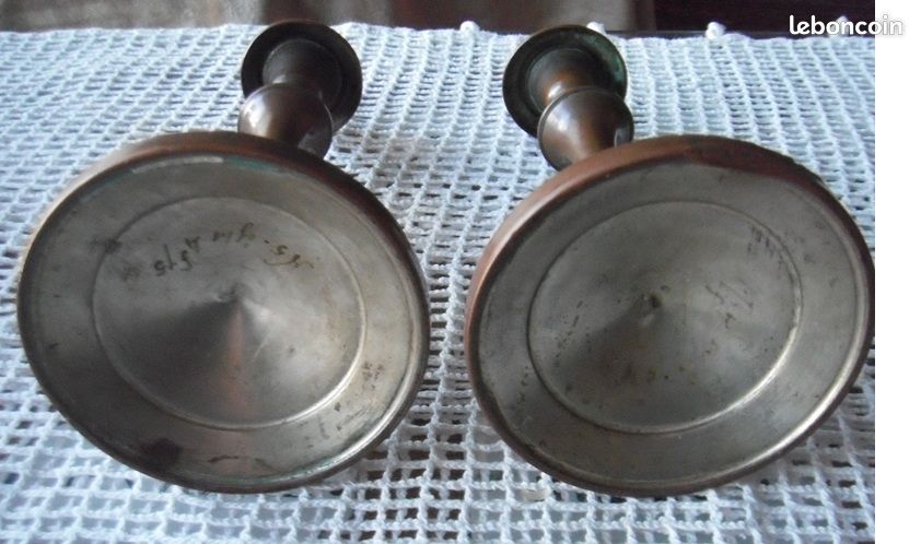 Paire de bougeoirs anciens à 1 bougie 19ème (image 4)