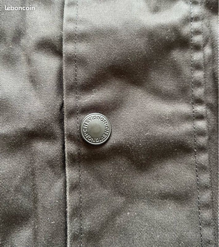 Veste chevignon vintage noire parka mi-longue coton poches doublure bleue homme taille s (image 11)