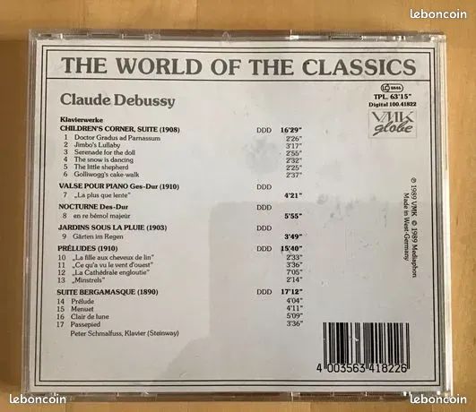 CD Claude DEBUSSY - Peter Schmalfuss ( VMK globe ) (image 2)