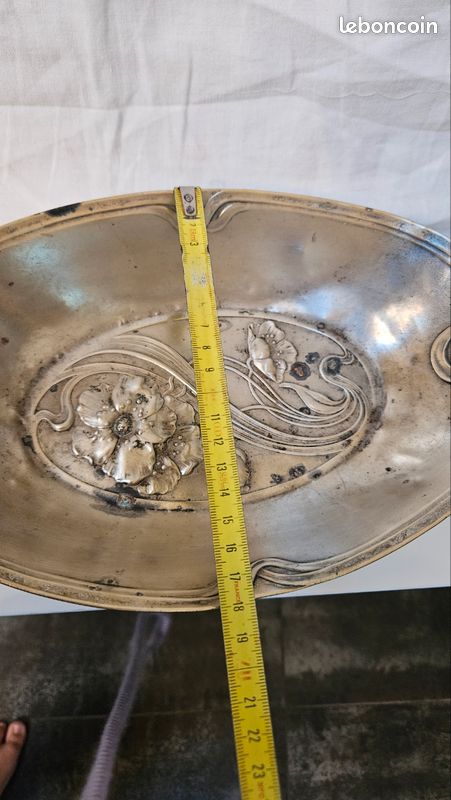 Coupe de centre de table ovale en métal argenté de style Art nouveau (Jugendstil)WMF 1900 annonce 602 (image 7)