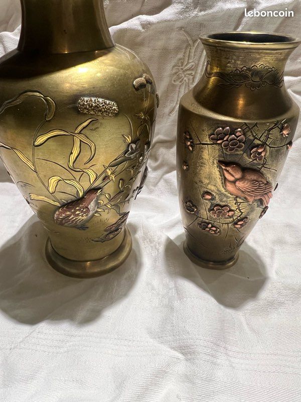 2 vases en bronze, chinois (image 1)