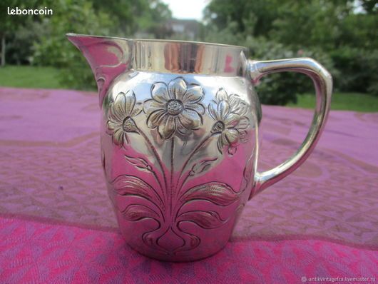 Pot à Lait Ancien En Métal Argenté - Crémier Vintage - Déco