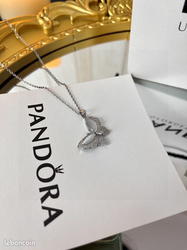 Collier papillon en nacre, argent 925, doré champagne ou argenté