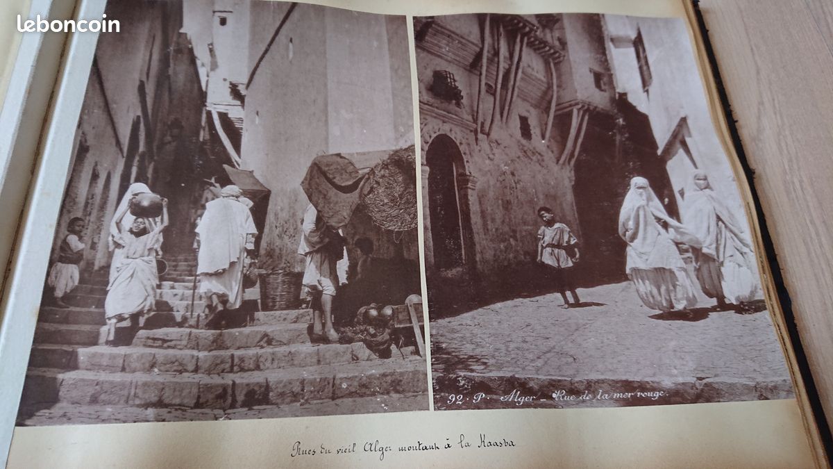 Tirage Albuminé Vintage - Scène De Ville Tunisienne, Vers 1900 - Format 12x17 Cm