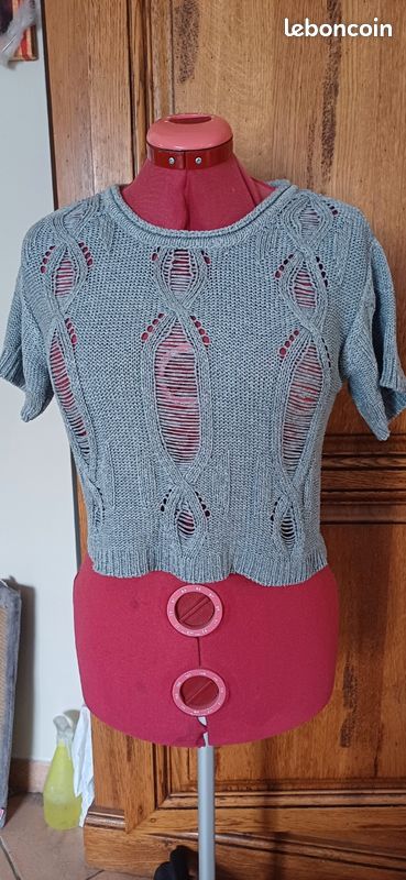 Petit pull d ete manche courte gris marque Pimkie isa Vêtements
