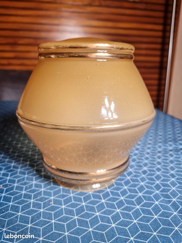 Abat-jour globe verre couleur miel pour lampe ou luminaire vintage art déco (image 1)
