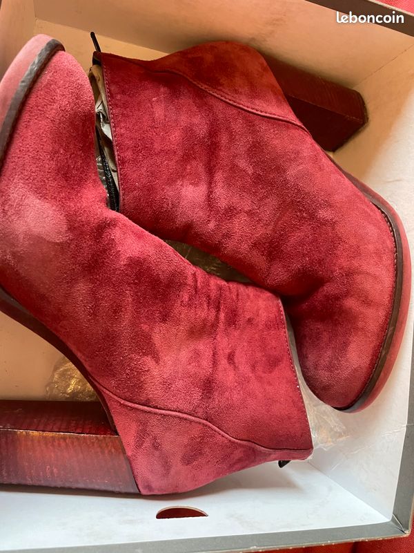 Bottines Minelli en nubuck rose taille 41 (image 1)