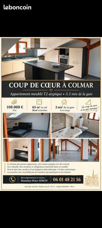 Appartement 2 pièces 38 m² · à Colmar · 38 m² · 108 000 €
