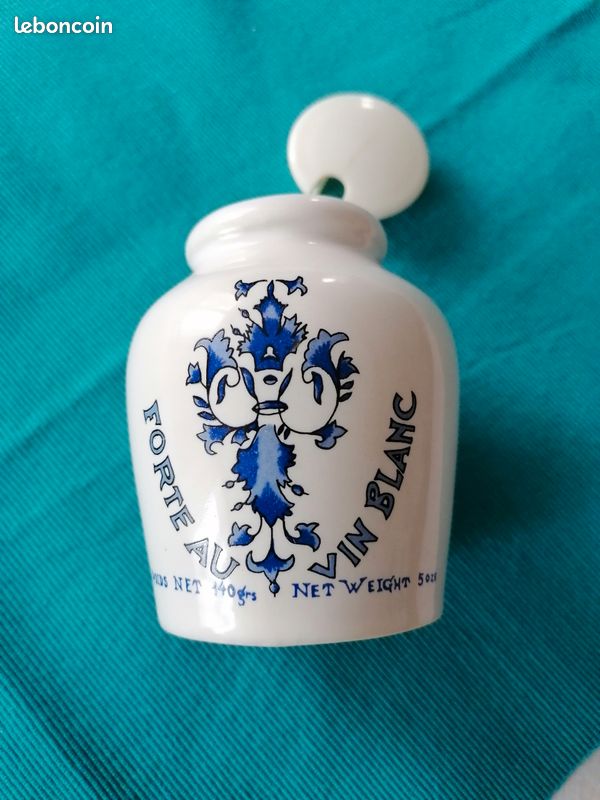 Rare ancien pot à moutarde POUPON, en faïence de LONGCHAMP avec couvercle (image 2)