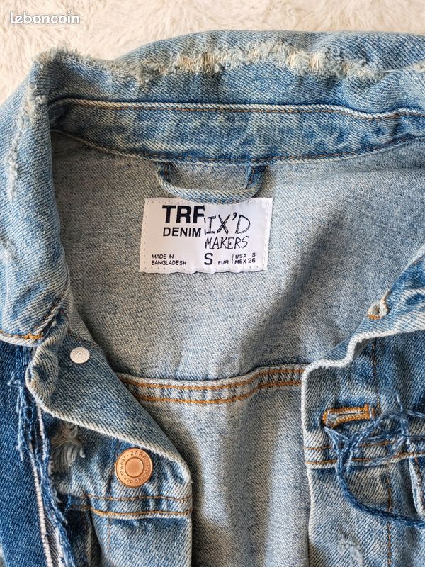 Veste Jean Bleu Clair Tie Dye Zara Vintage - Taille M - Occasion Très Bon état - Style Bomber Classique