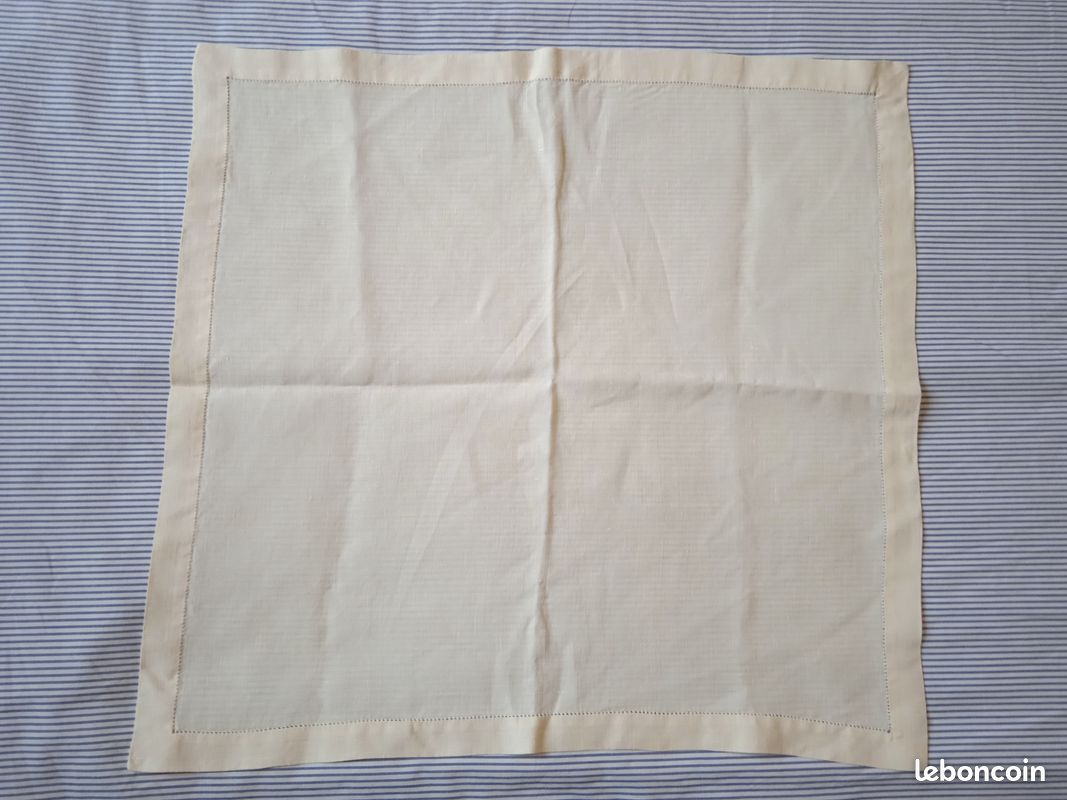Grande Nappe Blanche 285x145cm + 12 Serviettes Assorties 45x45cm 100% Coton France