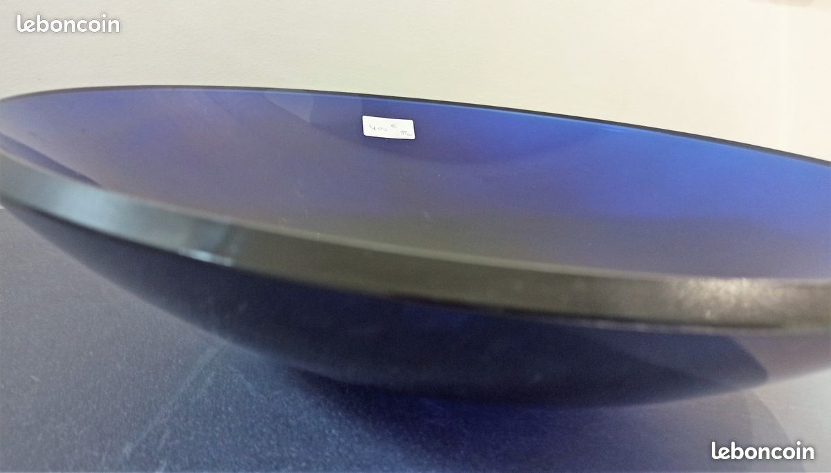 Vasque à poser haut de gamme en verre bleu neuve (image 2)