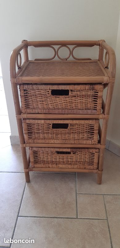 Meuble en rotin 3 tiroirs (image 1)