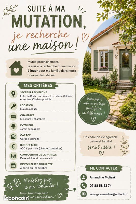 Maison 3 pièces 70 m² · à La Roche-sur-Yon · 70 m² · 820 €/mois