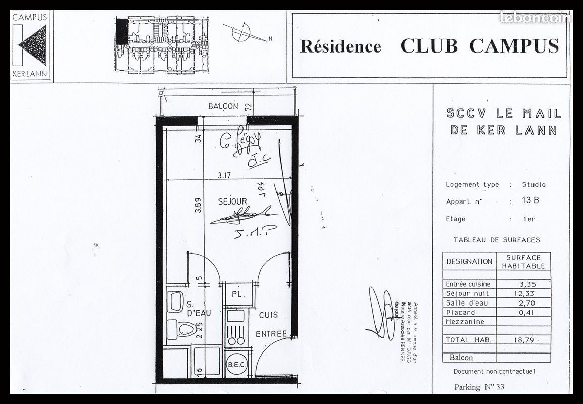 Appartement a louer bruz - 1 pièce(s) - 19 m2 - Surfyn