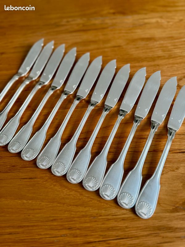 Christofle - Ménagère à Poisson Pour 12 Personnes  24 Coquille Vendome Plaque E Argent
