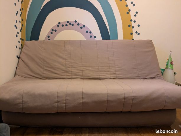 Banquette-lit Clic-Clac Marron 3 Places En Métal Et Polyester – Convertible Avec Rangement