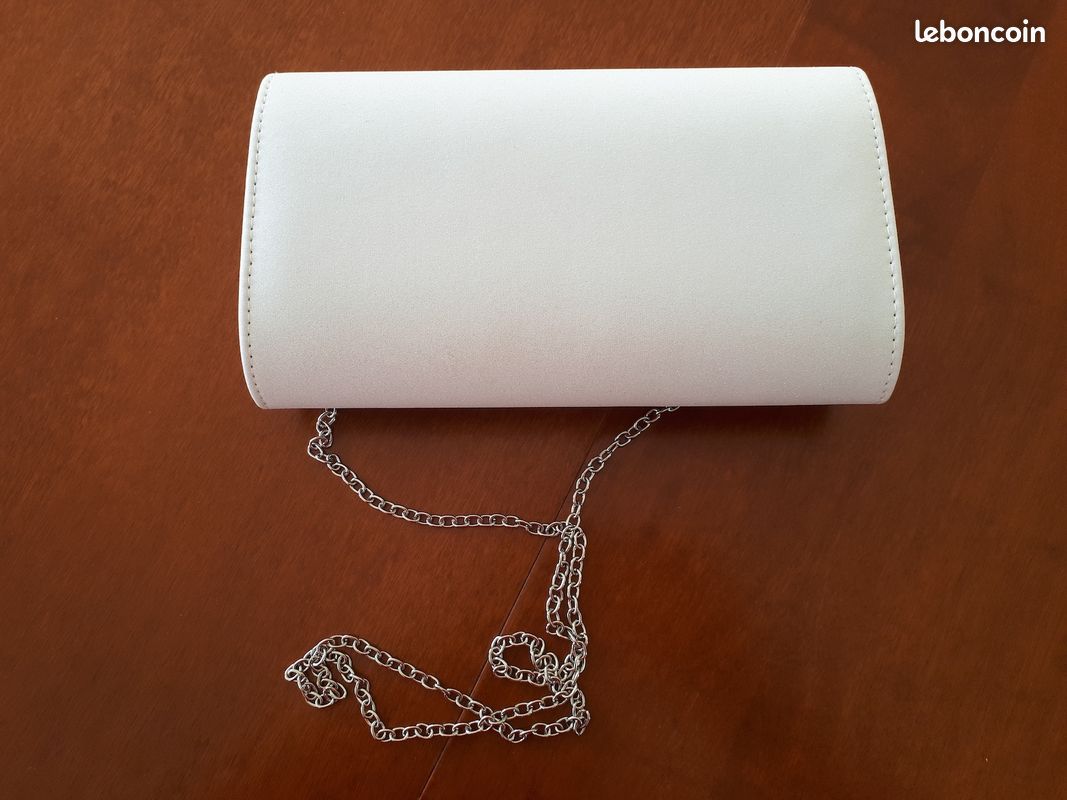 Pochette De Soirée Blanche – Sac De Mariage élégant – 24 Cm X 14 Cm – Motif Fleuri