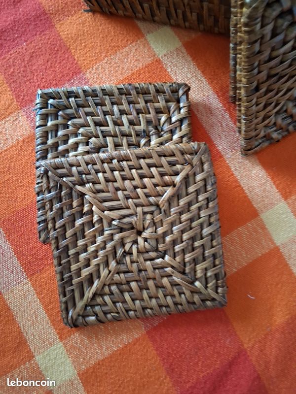 Lot 6 sous verres en rotin 10x10 (image 3)