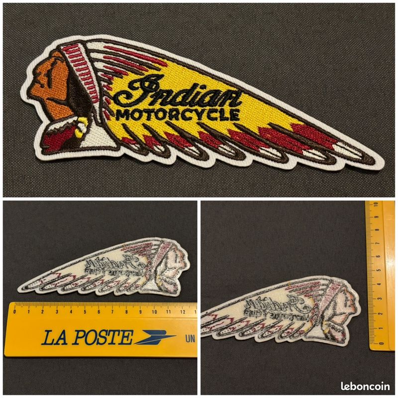 Lot 2 Ecussons Thermocollants Indien Plume Capteur De Rêves - Patch Moto Biker 9.5x2.5cm
