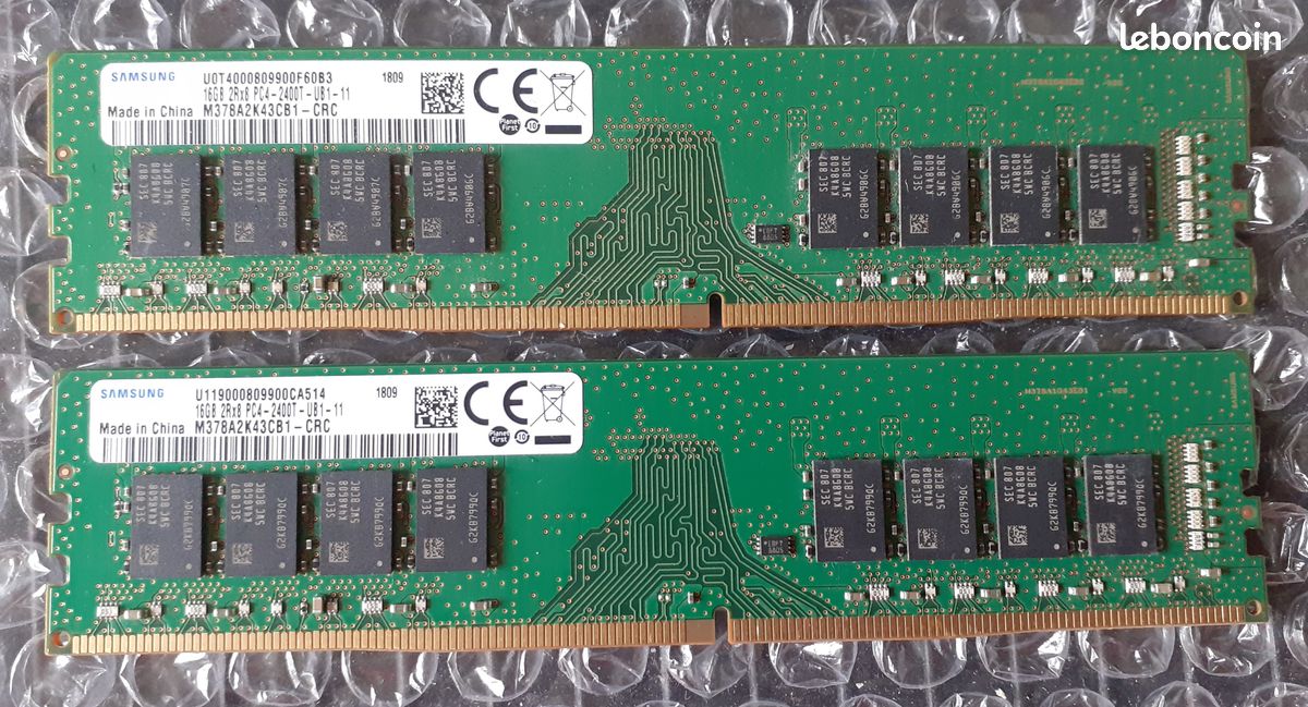 32 go ( 2*16 go) SAMSUNG 2400 MHz DDR4 pour pc fixe (image 1)