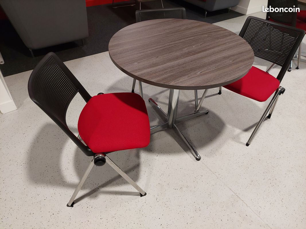 Ensemble Table ronde + 4 chaises vintages tissus (image 3)
