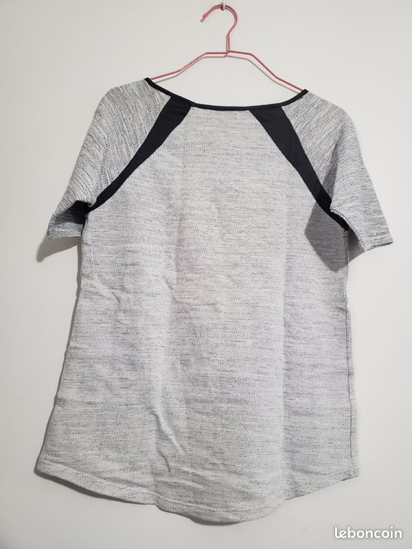 Hait manches 3/4 simili cuir noir (image 2)