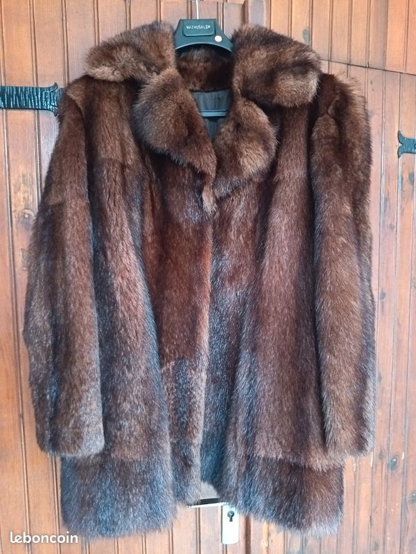 Manteau Vintage En Fourrure De Vison - Taille 44, Marron, Occasion Très Bon état, Style Basique