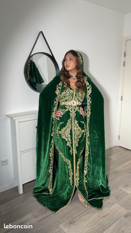 Henna Kaftan Vert Vente Caftan Negafa Henna Vêtements
