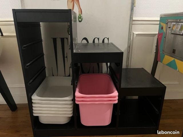 Meuble rangement IKEA TROFAST Combinaison structure noir + bacs (image 1)