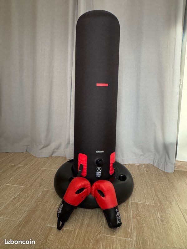 Sac de Boxe Gonflable, Sac de Frappe sur Pied, Sac de Frappe Boxe Adulte avec Colonne de Boxe et