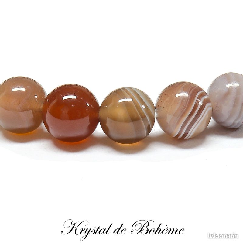 Bracelet en AGATE DU BOTSWANA de qualité A - Perles rondes de 6mm - Pierre naturelle - Bijou Artisanal (image 3)