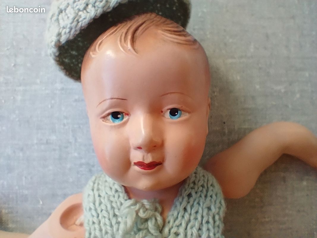 Tres Jolie Poupee Ancienne Baigneur Petit Collin En Celluloid (2