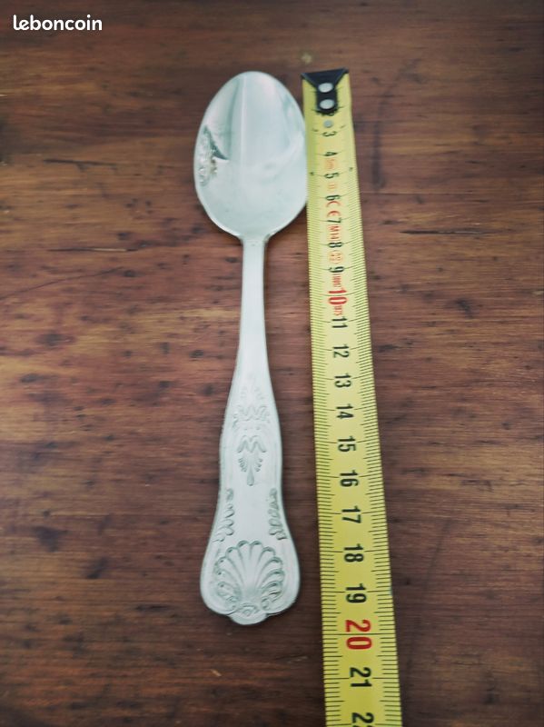 Lot de 6 cuillères à soupe anciennes en métal argenté – Style Violon à Coquille – 20 cm (image 7)
