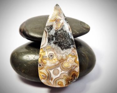 Cabochon Plat En Agate Crazy Lace – 40x30 Mm – Pierre Véritable Naturelle