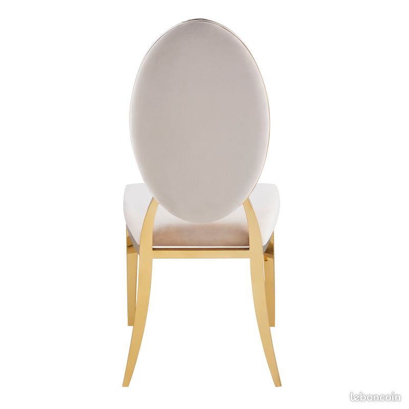 Lot de 4 Chaises Médaillon en Velours Beige Dorée (image 1)