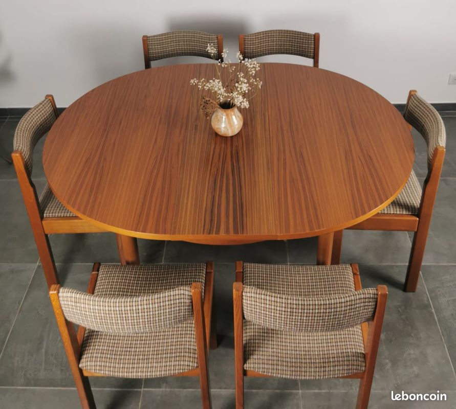 Table ronde scandinave + 6 chaises vintage (image 8)