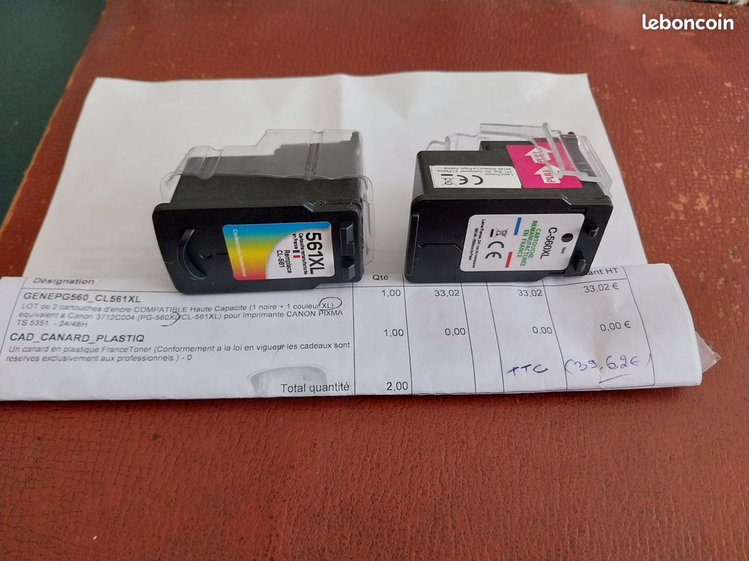 Cartouches encre NEUVES(noire XL + couleur XL)pour imprimante Canon (image 3)