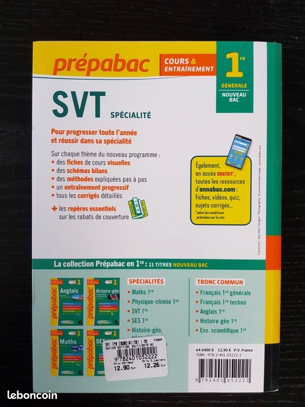 Livre Prépabac SVT 1ère, nouveau bac (image 2)