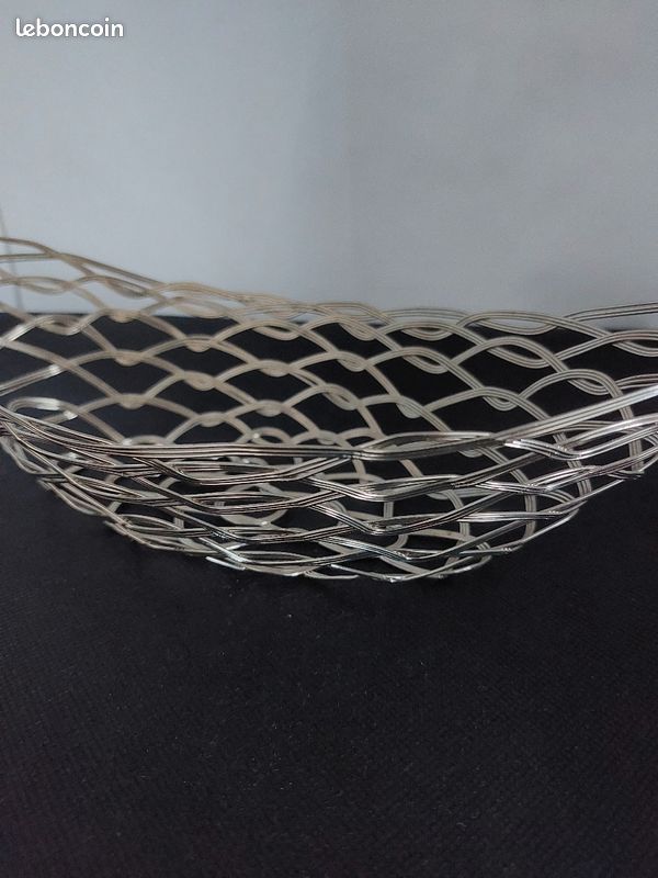 Ancien Plateau Plat Corbeille Panière Pain Fruits Légumier Art Déco Métal Argenté - Arts de la table Ancien Plateau Plat Corbeille Panière Pain Fruits Légumier Art Déco Métal Argenté - Arts de la table