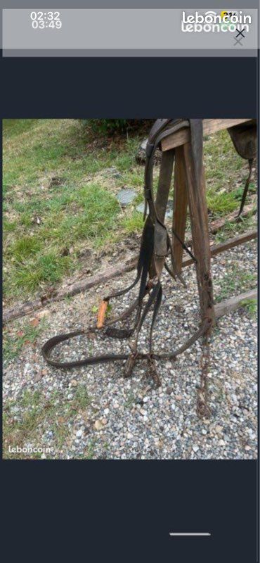 Sellette Harnais surfaix cuir collier Selle de travail harnachement Cheval de trait attelage équitation Idéal déco petite casse sur les cuirs Ancien vintage collection collecteur agriculture ferme (image 5)