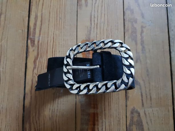 Ceinture IKKS En Cuir Argenté Vieilli Taille 70 - Occasion En Très Bon état