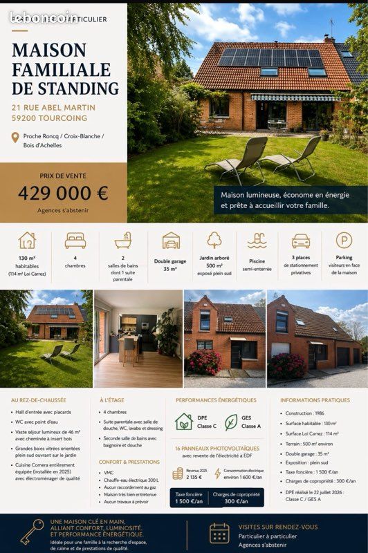 Maison 6 pièces 140 m² · à Tourcoing · 140 m² · 429 000 €